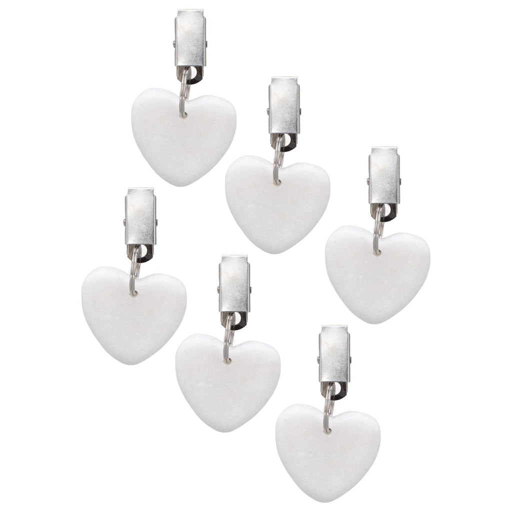 6Pcs Tablecloth Weights Marble Stainless Steel Small Size Waterproof Rustproof Durable Clip On Weights for Party PicnicHeart Shaped