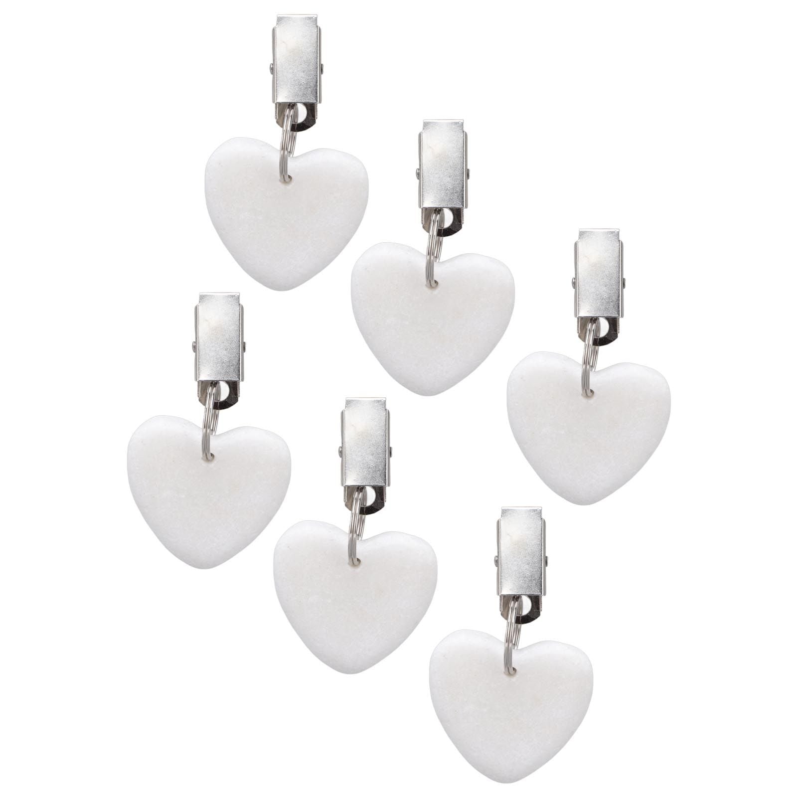 6Pcs Tablecloth Weights Marble Stainless Steel Small Size Waterproof Rustproof Durable Clip On Weights for Party PicnicHeart Shaped