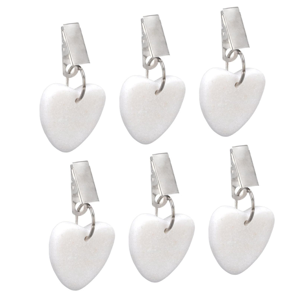 6Pcs Tablecloth Weights Marble Stainless Steel Small Size Waterproof Rustproof Durable Clip On Weights for Party PicnicHeart Shaped