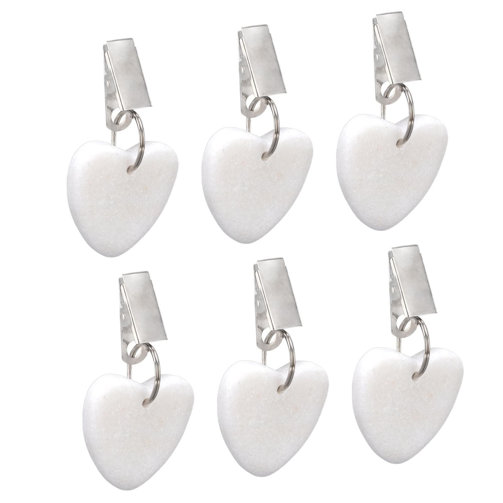 6Pcs Tablecloth Weights Marble Stainless Steel Small Size Waterproof Rustproof Durable Clip On Weights for Party PicnicHeart Shaped