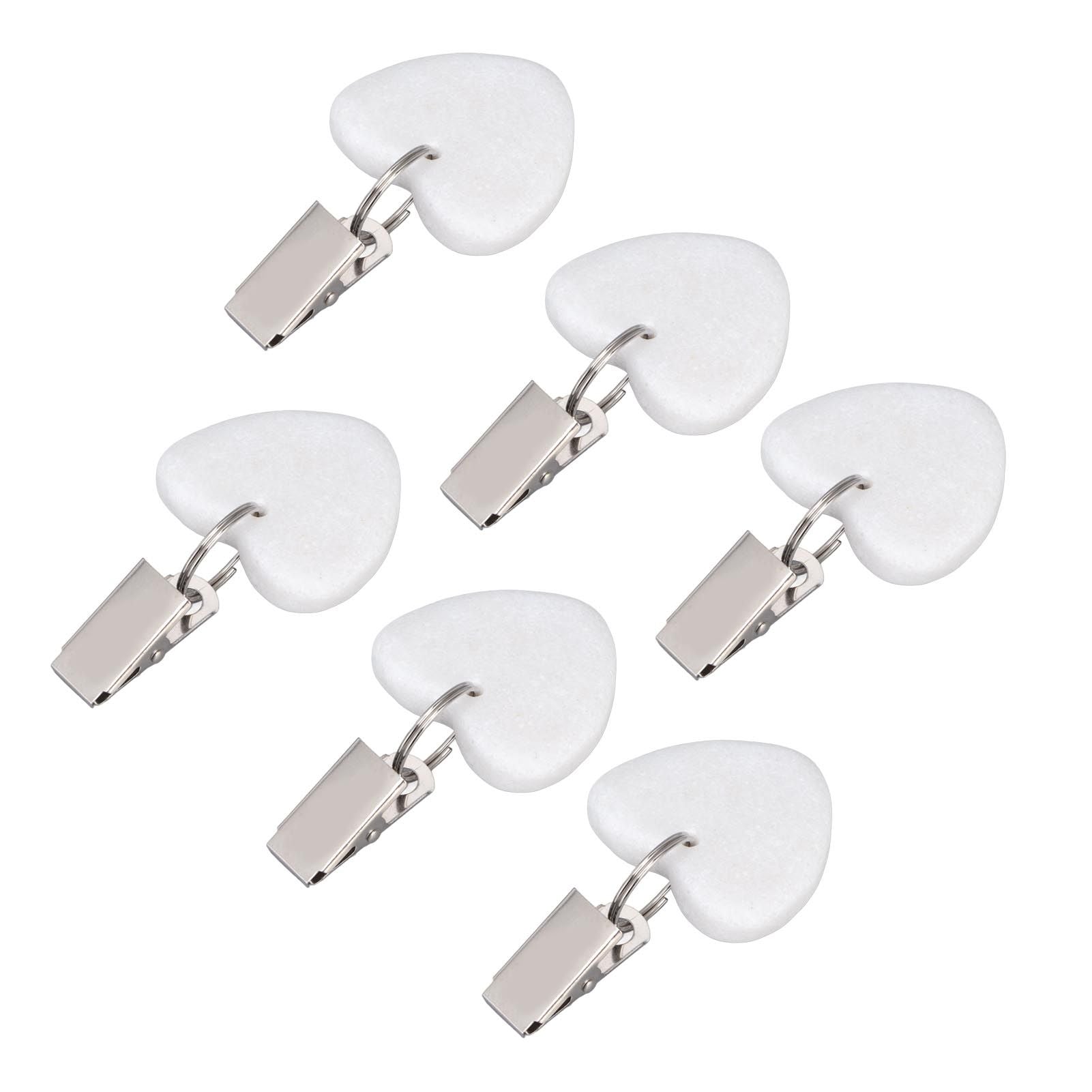 6Pcs Tablecloth Weights Marble Stainless Steel Small Size Waterproof Rustproof Durable Clip On Weights for Party PicnicHeart Shaped