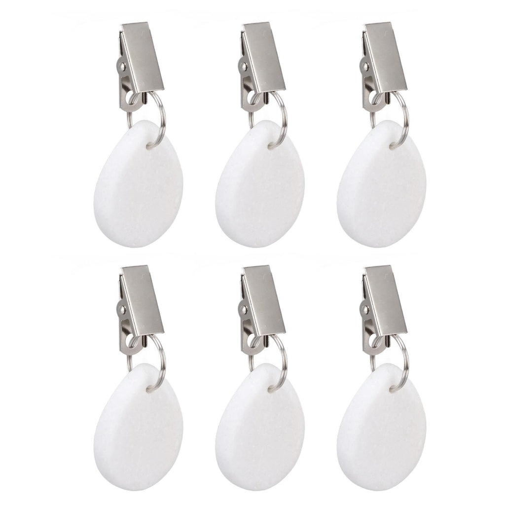 6Pcs Tablecloth Weights Marble Stainless Steel Small Size Waterproof Rustproof Durable Clip On Weights for Party PicnicOval