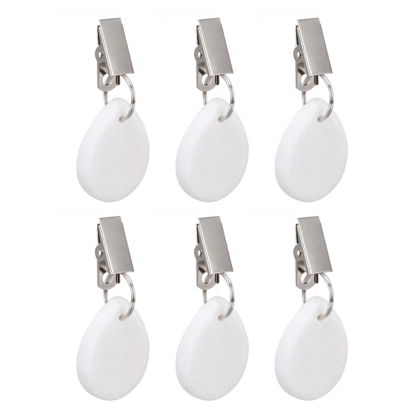6Pcs Tablecloth Weights Marble Stainless Steel Small Size Waterproof Rustproof Durable Clip On Weights for Party PicnicOval