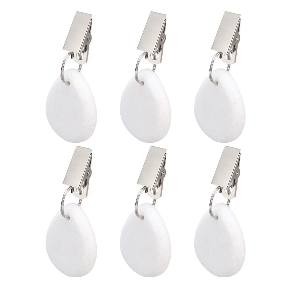 6Pcs Tablecloth Weights Marble Stainless Steel Small Size Waterproof Rustproof Durable Clip On Weights for Party PicnicOval