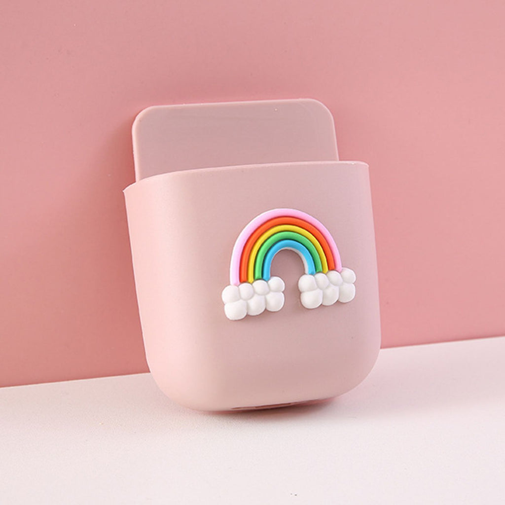 Cartoon Storage Box Wall Mounted Storage Container Cute Phone Storage Box for Home Decoration(Pink Rainbow Pattern )