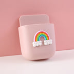 Cartoon Storage Box Wall Mounted Storage Container Cute Phone Storage Box for Home Decoration(Pink Rainbow Pattern )