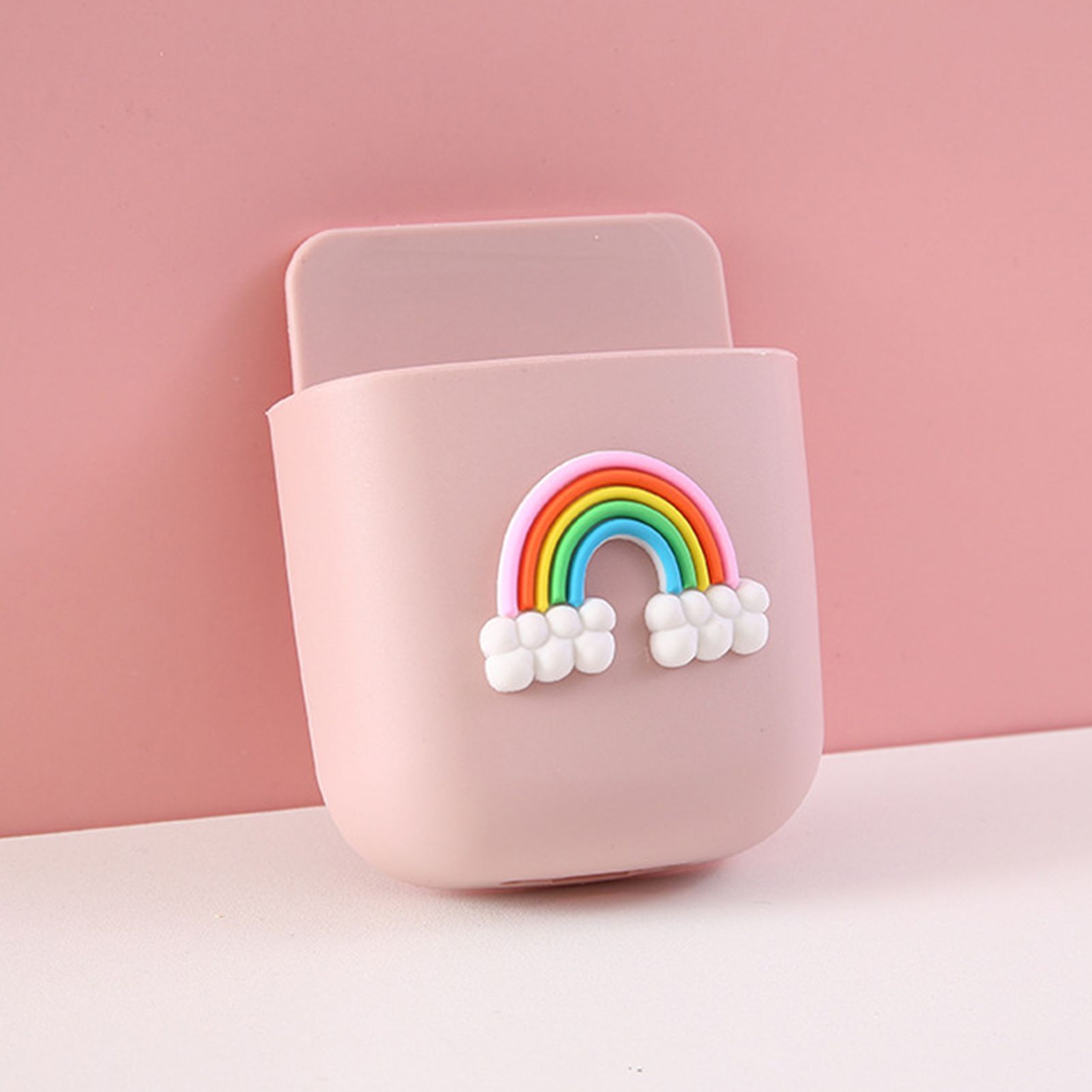Cartoon Storage Box Wall Mounted Storage Container Cute Phone Storage Box for Home Decoration(Pink Rainbow Pattern )