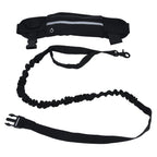 Sports Belt Bag Leash Set Reflective Elastic Explosion Proof Dog Running Traction Rope for Walking RunningBlack