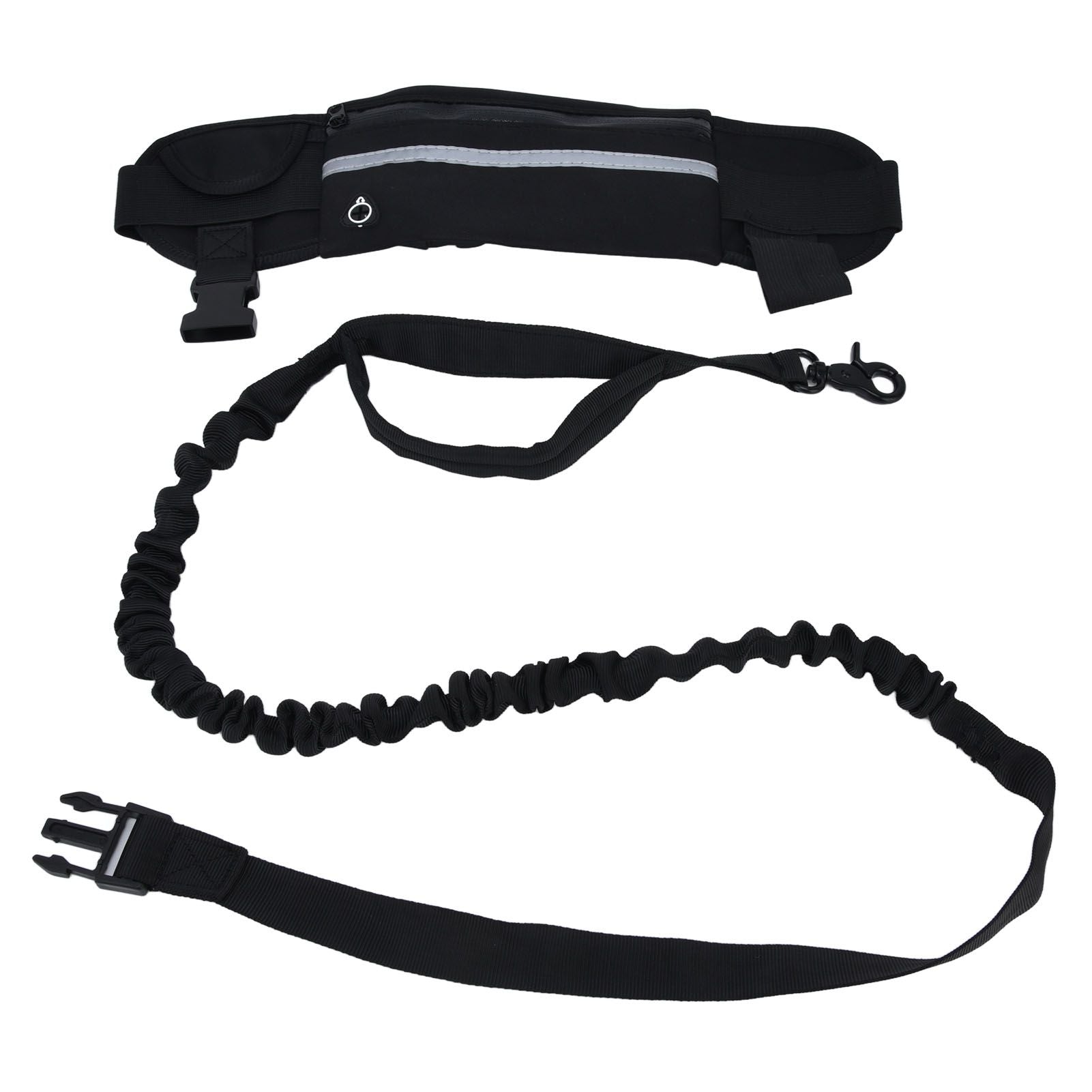 Sports Belt Bag Leash Set Reflective Elastic Explosion Proof Dog Running Traction Rope for Walking RunningBlack