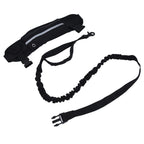 Sports Belt Bag Leash Set Reflective Elastic Explosion Proof Dog Running Traction Rope for Walking RunningBlack