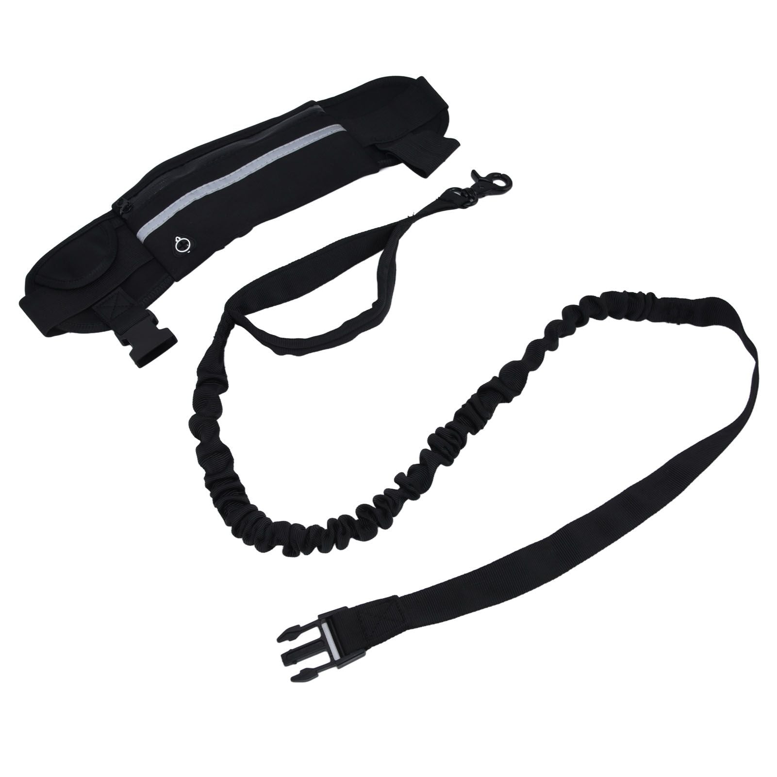 Sports Belt Bag Leash Set Reflective Elastic Explosion Proof Dog Running Traction Rope for Walking RunningBlack