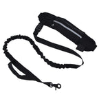 Sports Belt Bag Leash Set Reflective Elastic Explosion Proof Dog Running Traction Rope for Walking RunningBlack