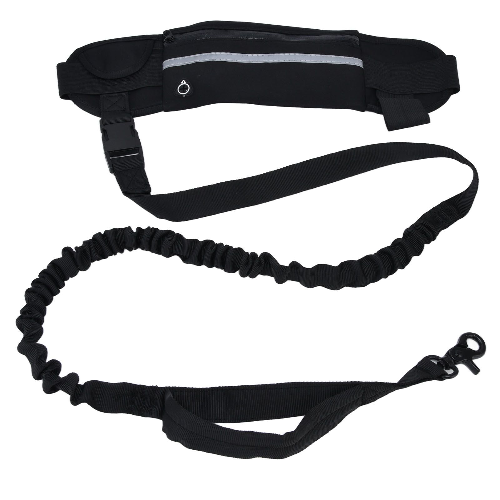Sports Belt Bag Leash Set Reflective Elastic Explosion Proof Dog Running Traction Rope for Walking RunningBlack