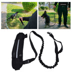 Sports Belt Bag Leash Set Reflective Elastic Explosion Proof Dog Running Traction Rope for Walking RunningBlack