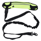 Sports Belt Bag Leash Set Reflective Elastic Explosion Proof Dog Running Traction Rope for Walking RunningGrass Green