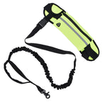Sports Belt Bag Leash Set Reflective Elastic Explosion Proof Dog Running Traction Rope for Walking RunningGrass Green