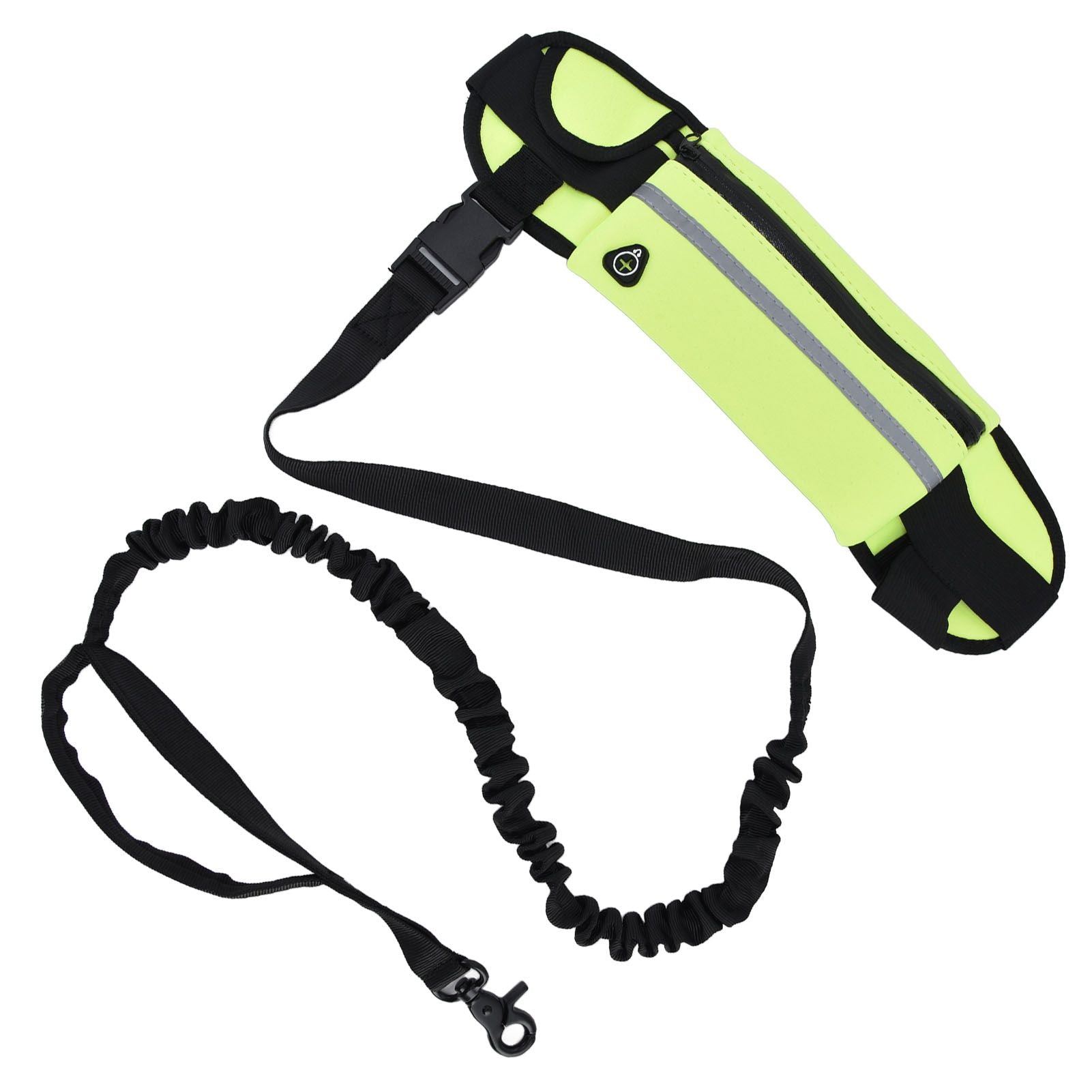 Sports Belt Bag Leash Set Reflective Elastic Explosion Proof Dog Running Traction Rope for Walking RunningGrass Green