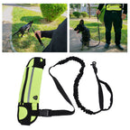 Sports Belt Bag Leash Set Reflective Elastic Explosion Proof Dog Running Traction Rope for Walking RunningGrass Green
