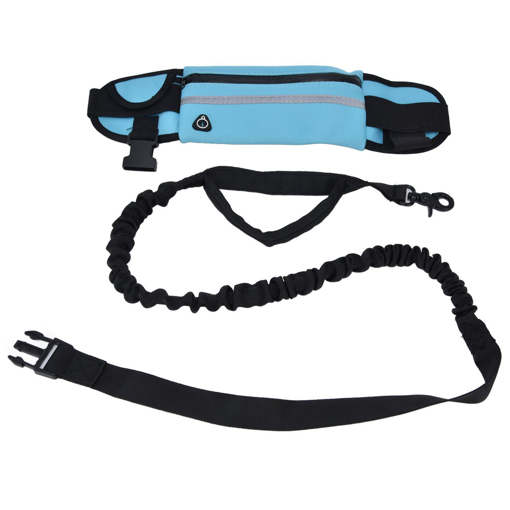 Sports Belt Bag Leash Set Reflective Elastic Explosion Proof Dog Running Traction Rope for Walking RunningSky Blue