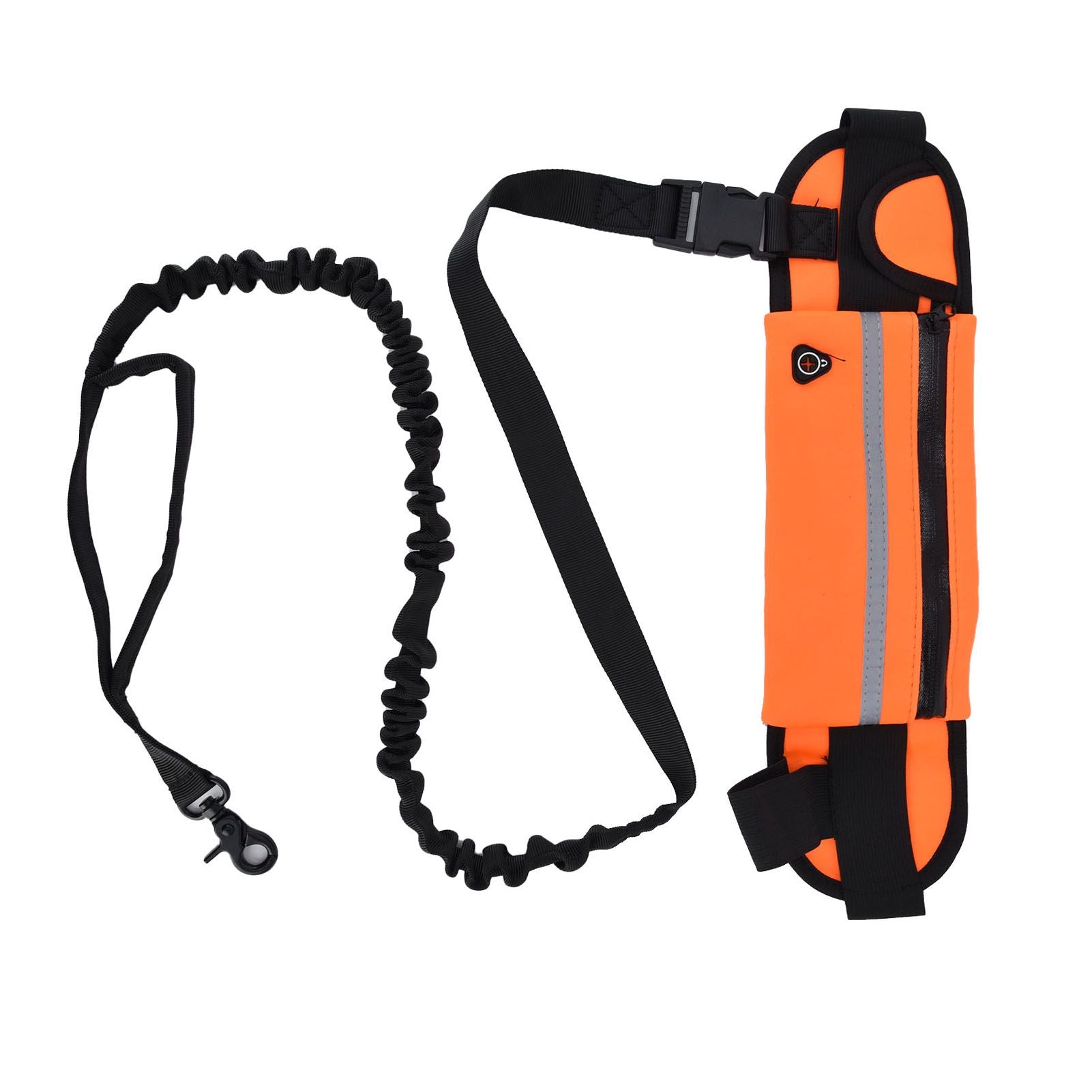 Hands Free Dog Leash Detachable Zipper Bag Reflective Strip Design Hands Free Flexible Waist Dog Leash for WalkingOrange