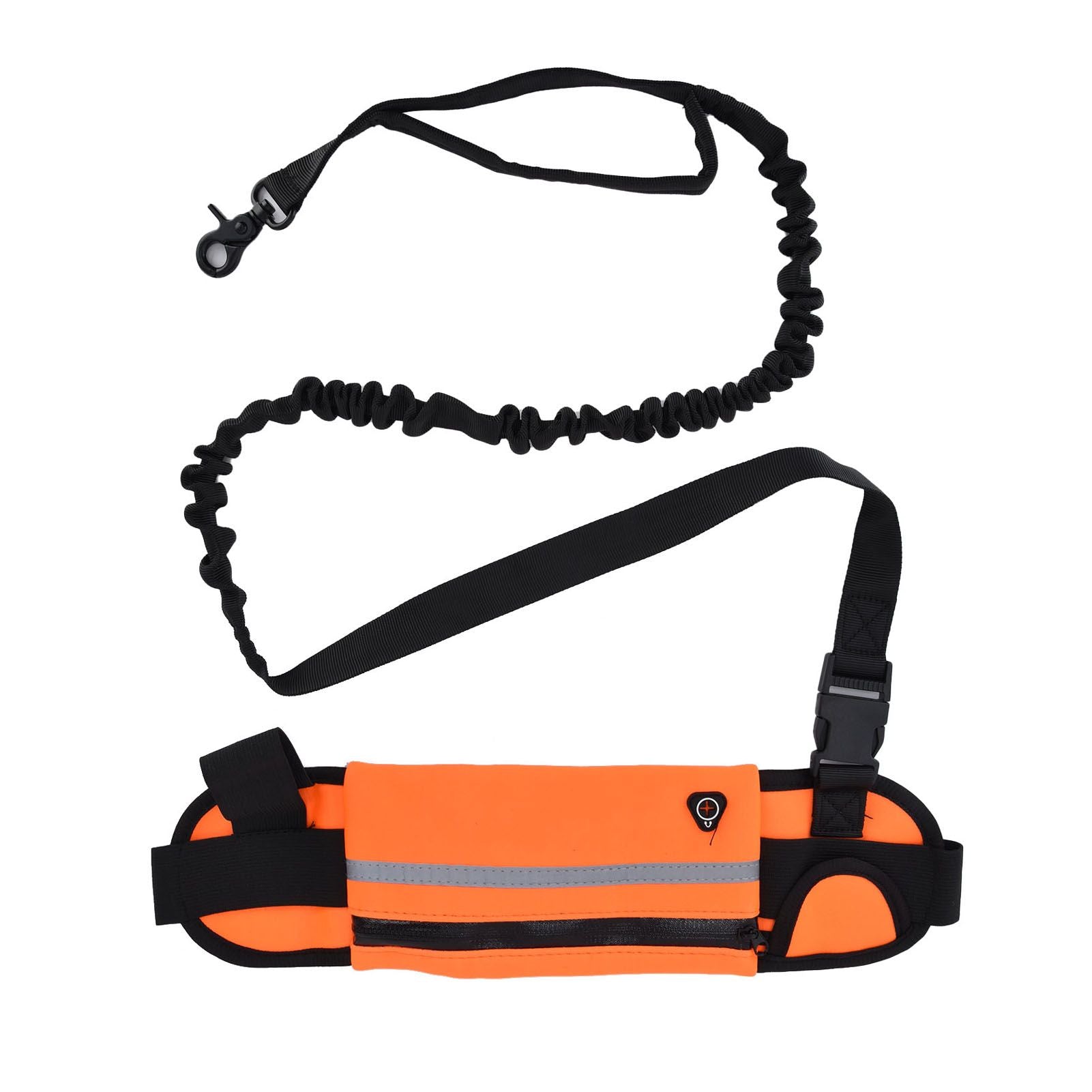 Hands Free Dog Leash Detachable Zipper Bag Reflective Strip Design Hands Free Flexible Waist Dog Leash for WalkingOrange