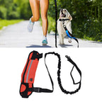 Hands Free Dog Leash Detachable Zipper Bag Reflective Strip Design Hands Free Flexible Waist Dog Leash for WalkingRed