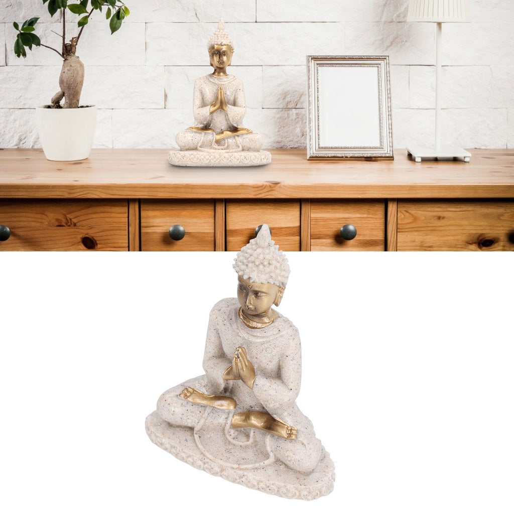 Buddha Statue Artisan Craftsmanship Clear Engraving Strong Frost Resistance Resin Meditating Buddha Statue for Hallway8138
