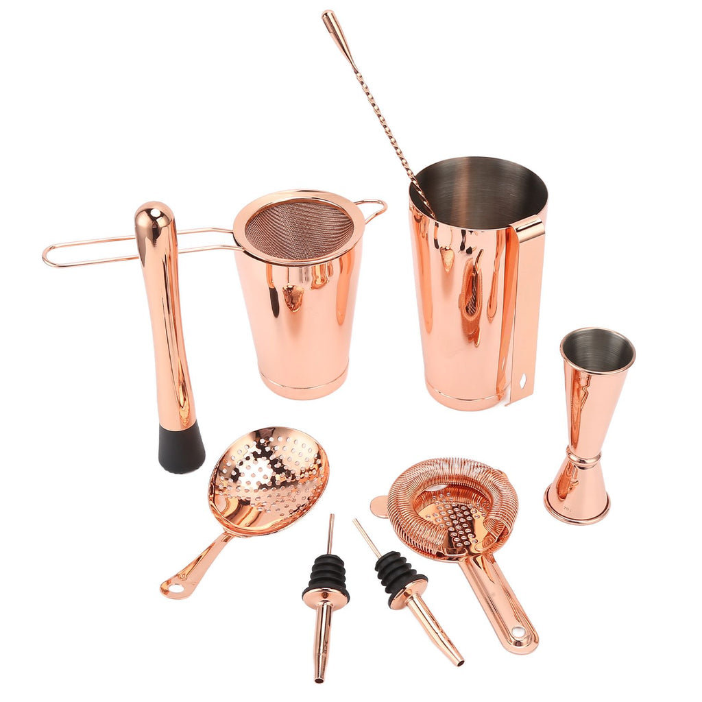 11PCS/Set Cocktail Shaker Set Bartender Kit Cocktail Strainer Stainless Steel Barware for Home PartyRose Gold