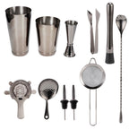 11PCS/Set Cocktail Shaker Set Bartender Kit Cocktail Strainer Stainless Steel Barware for Home PartyRuthenium Black