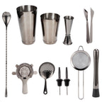 11PCS/Set Cocktail Shaker Set Bartender Kit Cocktail Strainer Stainless Steel Barware for Home PartyRuthenium Black