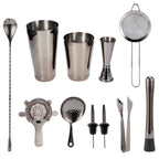 11PCS/Set Cocktail Shaker Set Bartender Kit Cocktail Strainer Stainless Steel Barware for Home PartyRuthenium Black