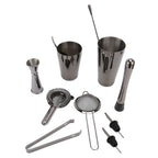 11PCS/Set Cocktail Shaker Set Bartender Kit Cocktail Strainer Stainless Steel Barware for Home PartyRuthenium Black