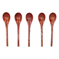 5pcs Wooden Spoon Non Slip Slow Heat Conduction Table Spoon with Long Handle for Cooking Stirring Hot Soup