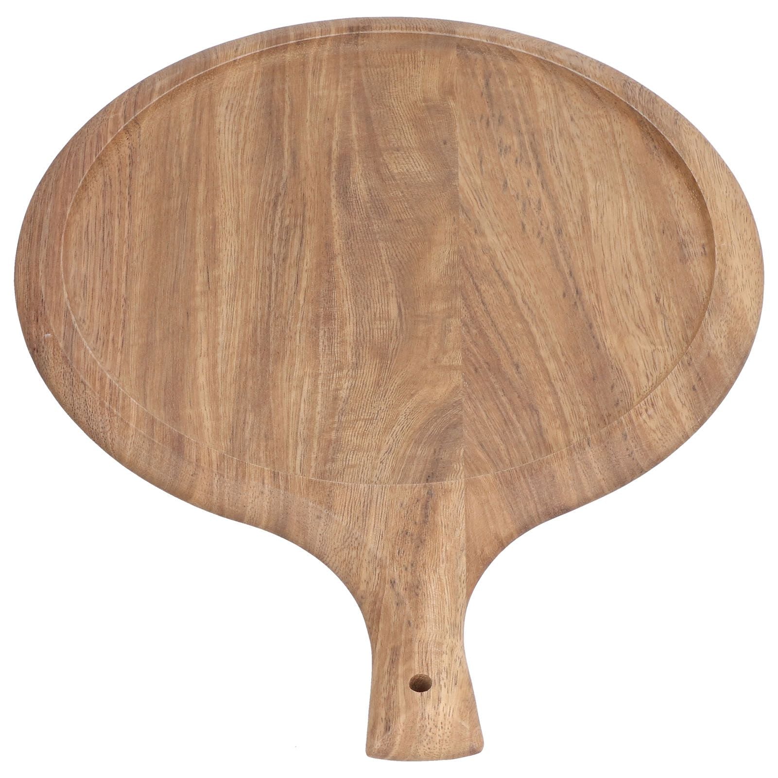 Wooden Pizza Tray Durable Round Serving Board with Handle Bread Food Dinner Plate for Restaurant Hotel