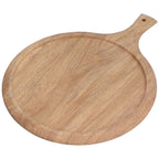 Wooden Pizza Tray Durable Round Serving Board with Handle Bread Food Dinner Plate for Restaurant Hotel