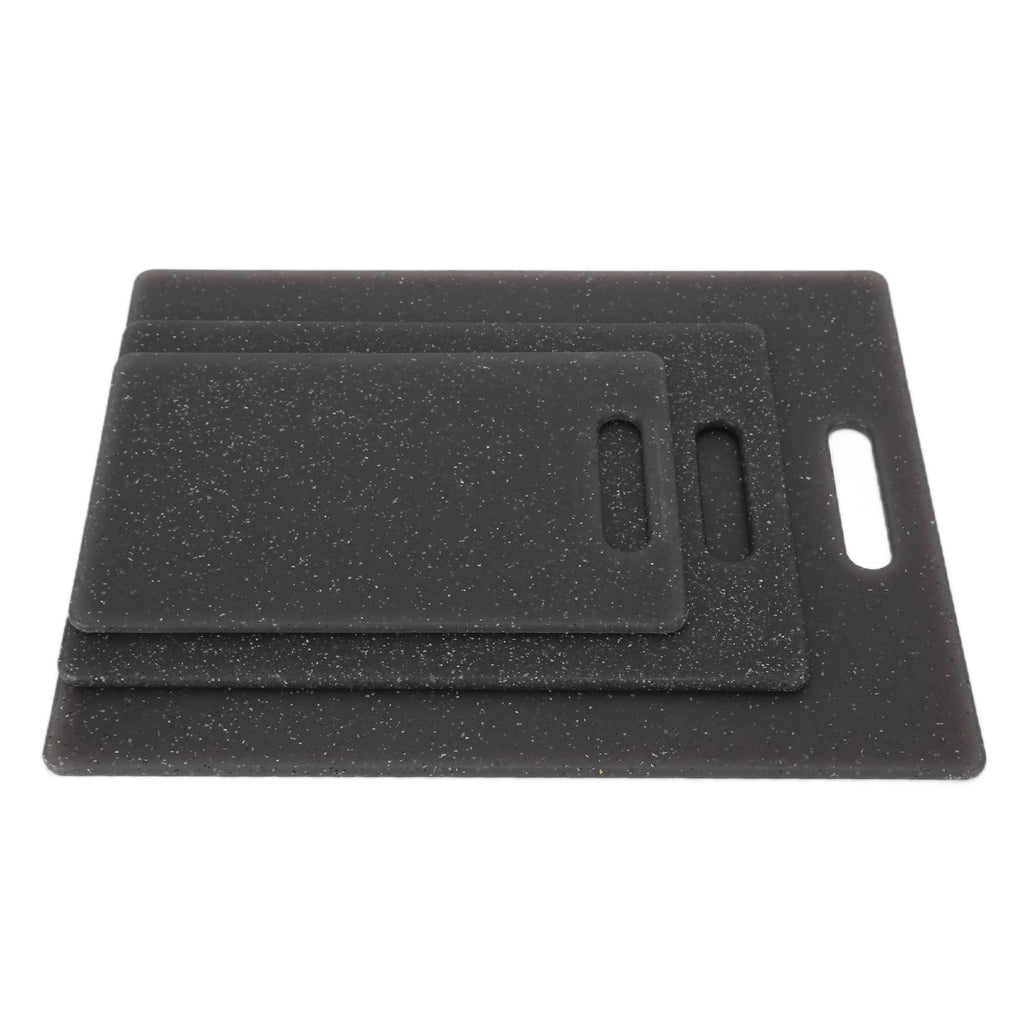 3Pcs Cutting Board Set Imitation Marble Pattern DoubleSided Chopping Board Kitchen Accessory(Black )