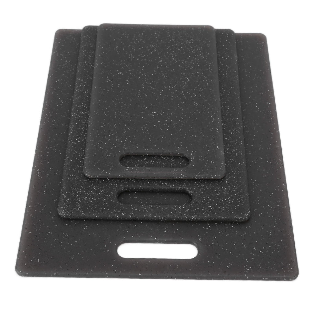 3Pcs Cutting Board Set Imitation Marble Pattern DoubleSided Chopping Board Kitchen Accessory(Black )