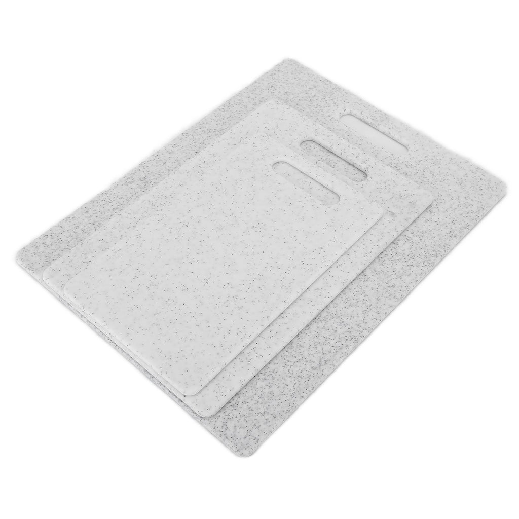 3Pcs Cutting Board Set Imitation Marble Pattern DoubleSided Chopping Board Kitchen Accessory(White )