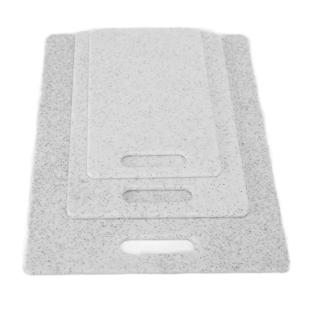 3Pcs Cutting Board Set Imitation Marble Pattern DoubleSided Chopping Board Kitchen Accessory(White )