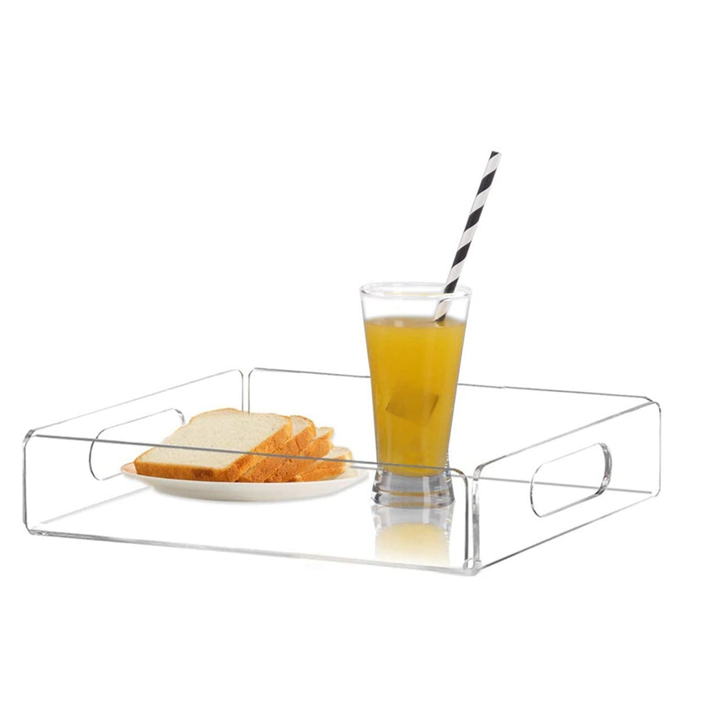 Acrylic Fruit Towel Tray Lightweight Breakfast Cheese Serving Tray with Handles for KTV Hotel