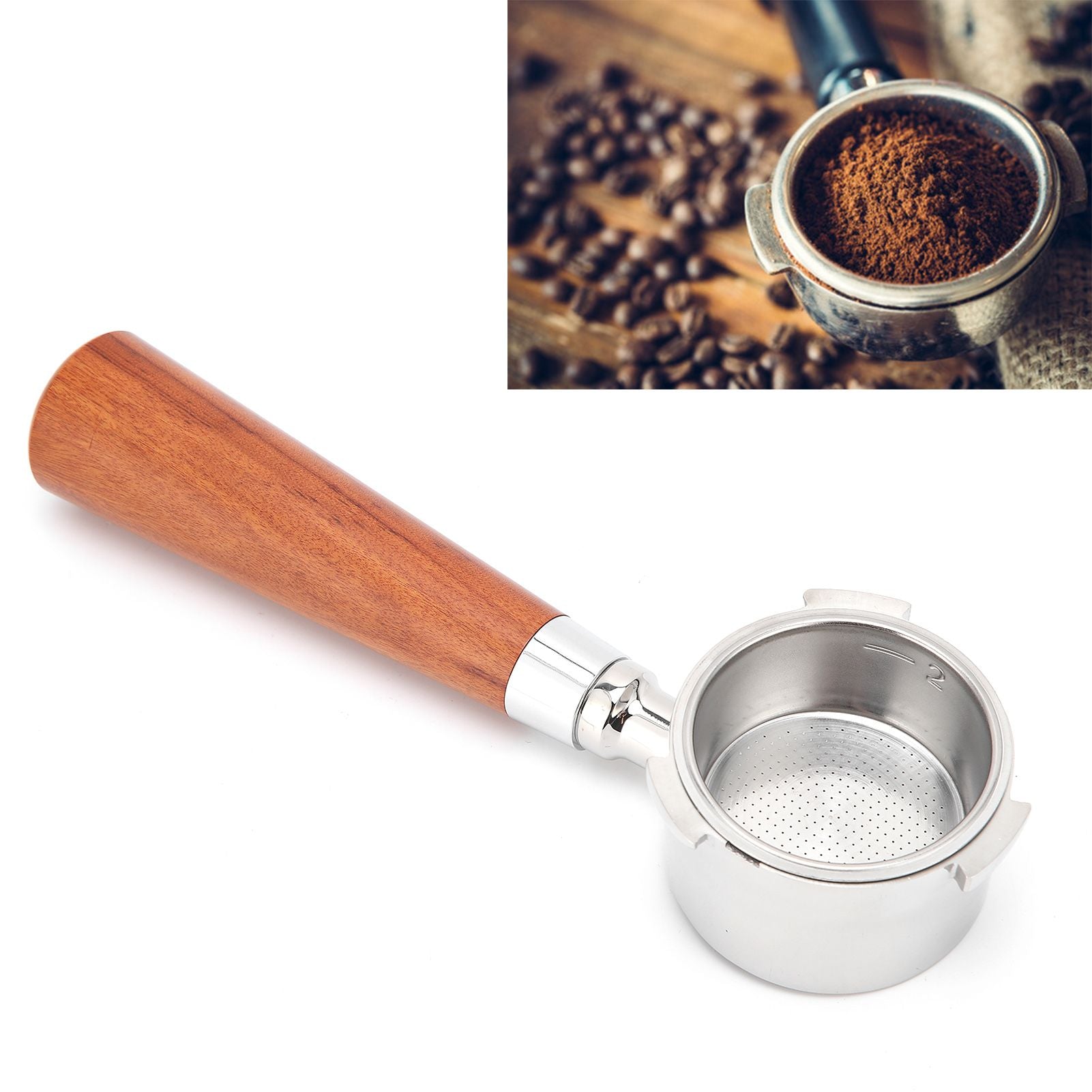 Coffee Bottomless Portafilter Stainless Steel Filter Holder Basket Replacement Tool Coffee Machine Accessory51mm Rosewood