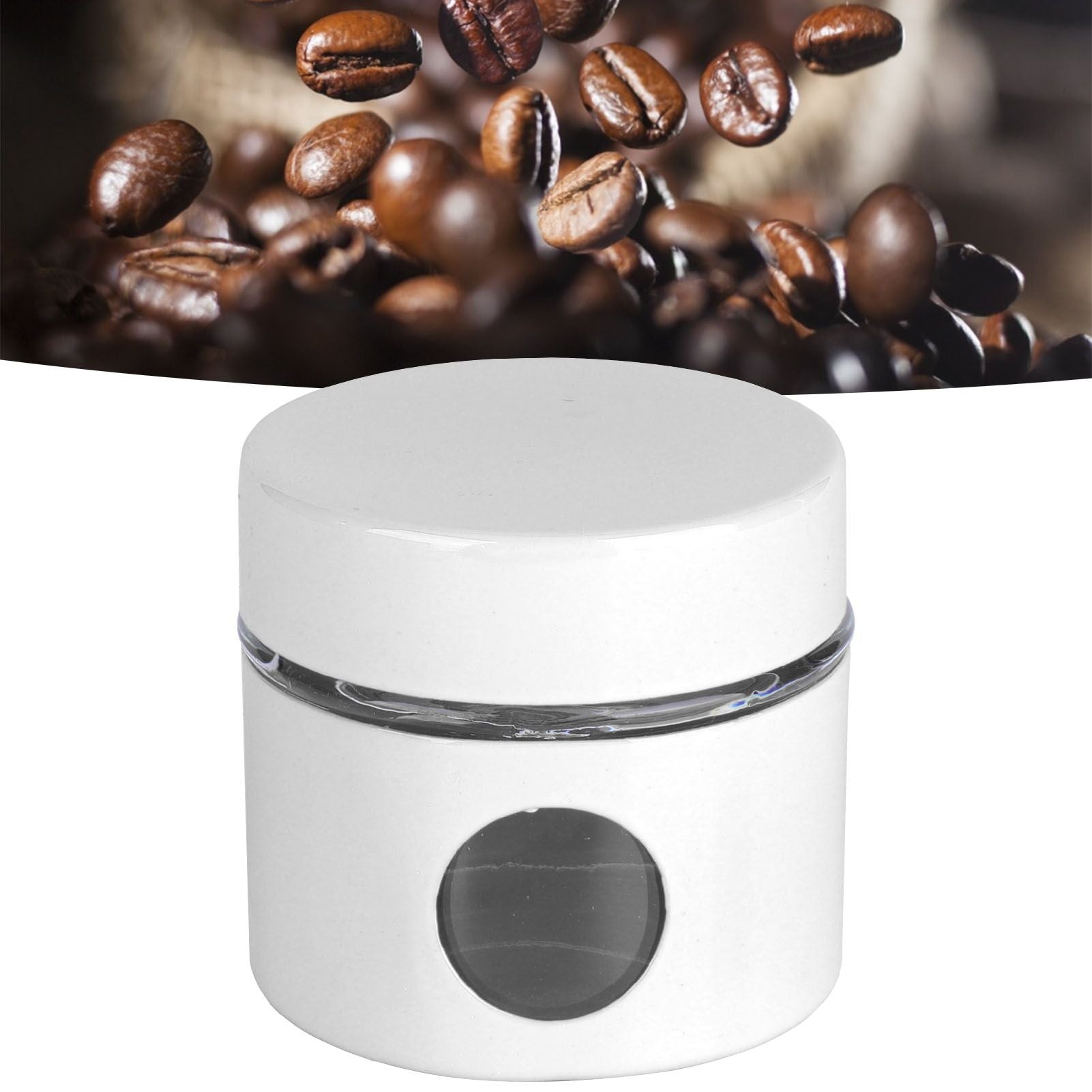 Coffee Bean Container Iron Glass Mini Sealed Jar Kitchen Storage Tank for Beans TeaWhite