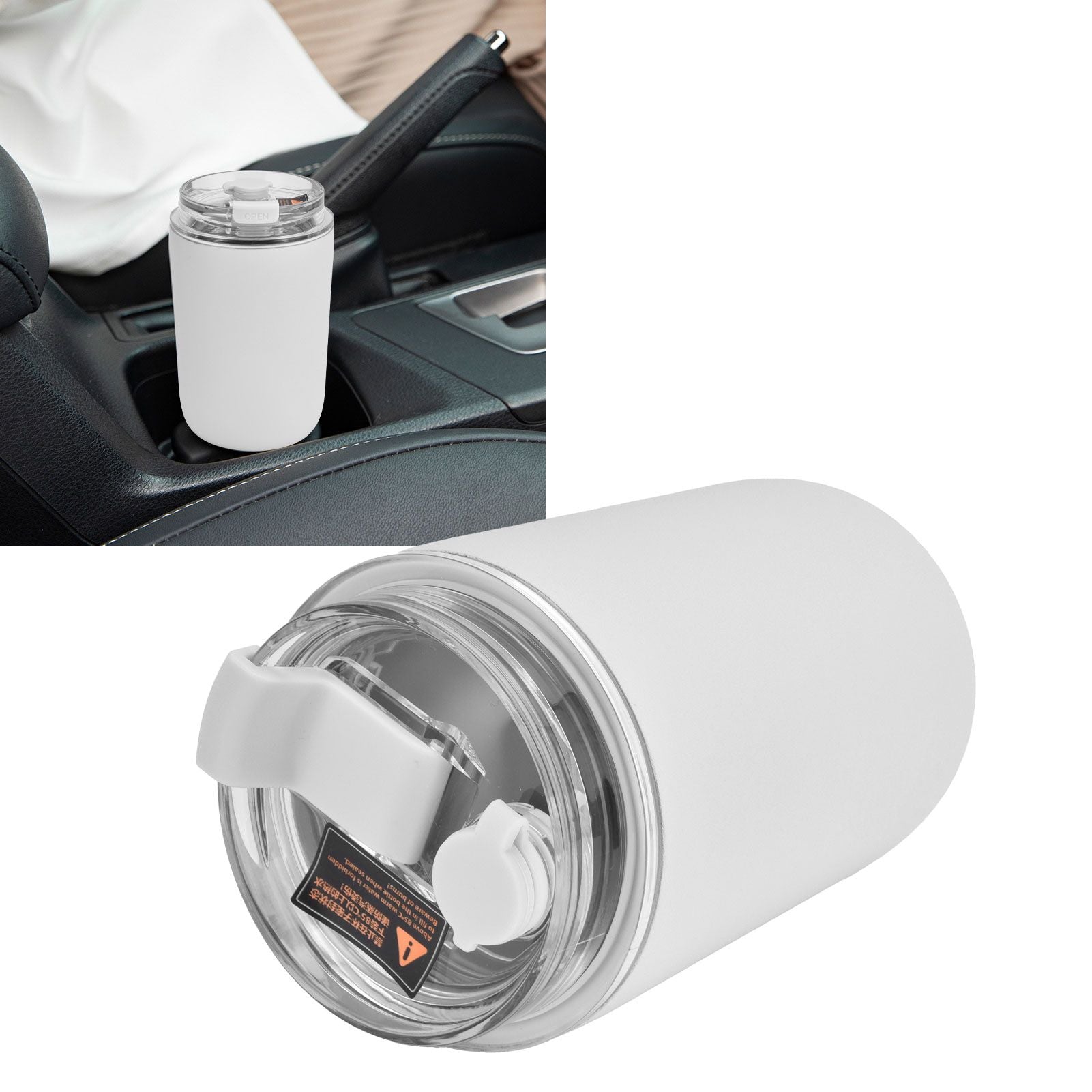 280ml Coffee Cup Household Portable Large Capacity Silicone Stainless Steel Vacuum Flask for Birthday GiftWhite