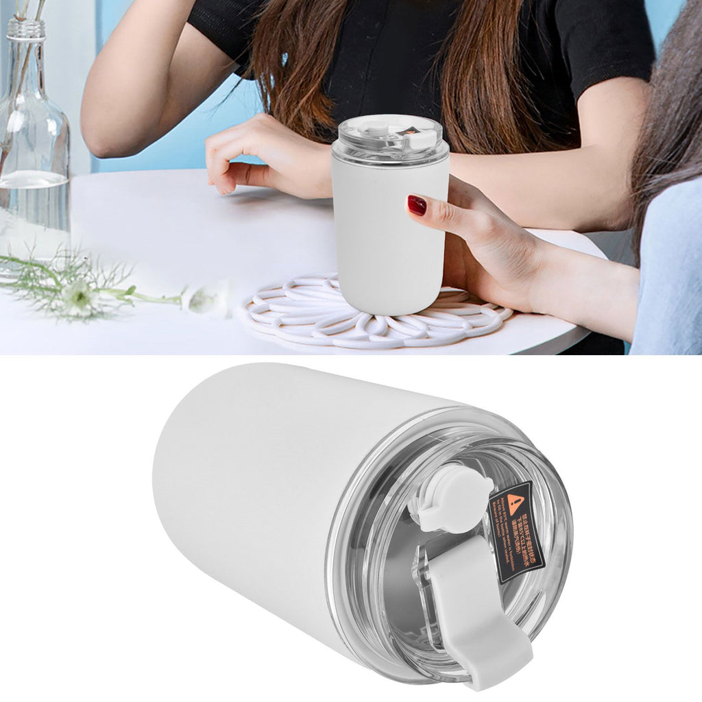 280ml Coffee Cup Household Portable Large Capacity Silicone Stainless Steel Vacuum Flask for Birthday GiftWhite