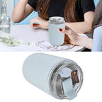 280ml Coffee Cup Household Portable Large Capacity Silicone Stainless Steel Vacuum Flask for Birthday GiftBlue