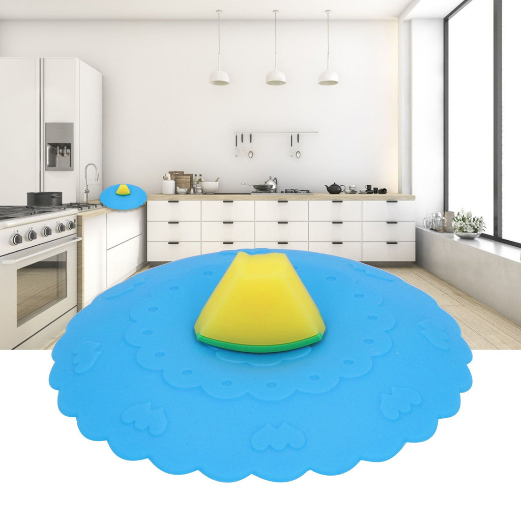 Silicone Lid Dustproof and Heat Resistant Hot and Cold Beverage Cup Cover for Kitchen HomeBlue