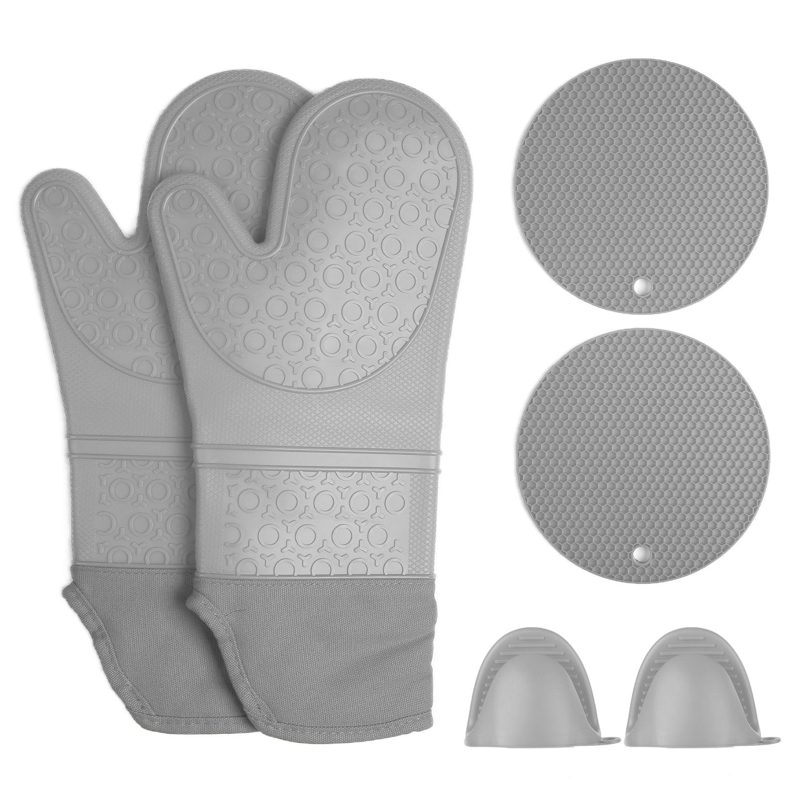 Insulation Gloves Thickened Silicone Barbecue Microwave Oven Anti Scalding Glove for Kitchen Baking CookingGray