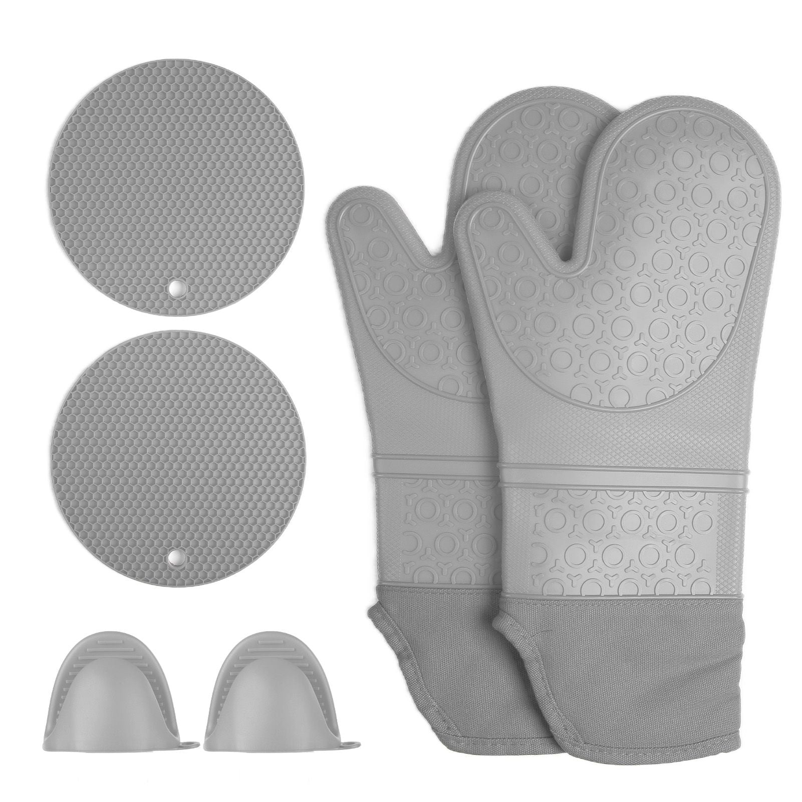 Insulation Gloves Thickened Silicone Barbecue Microwave Oven Anti Scalding Glove for Kitchen Baking CookingGray