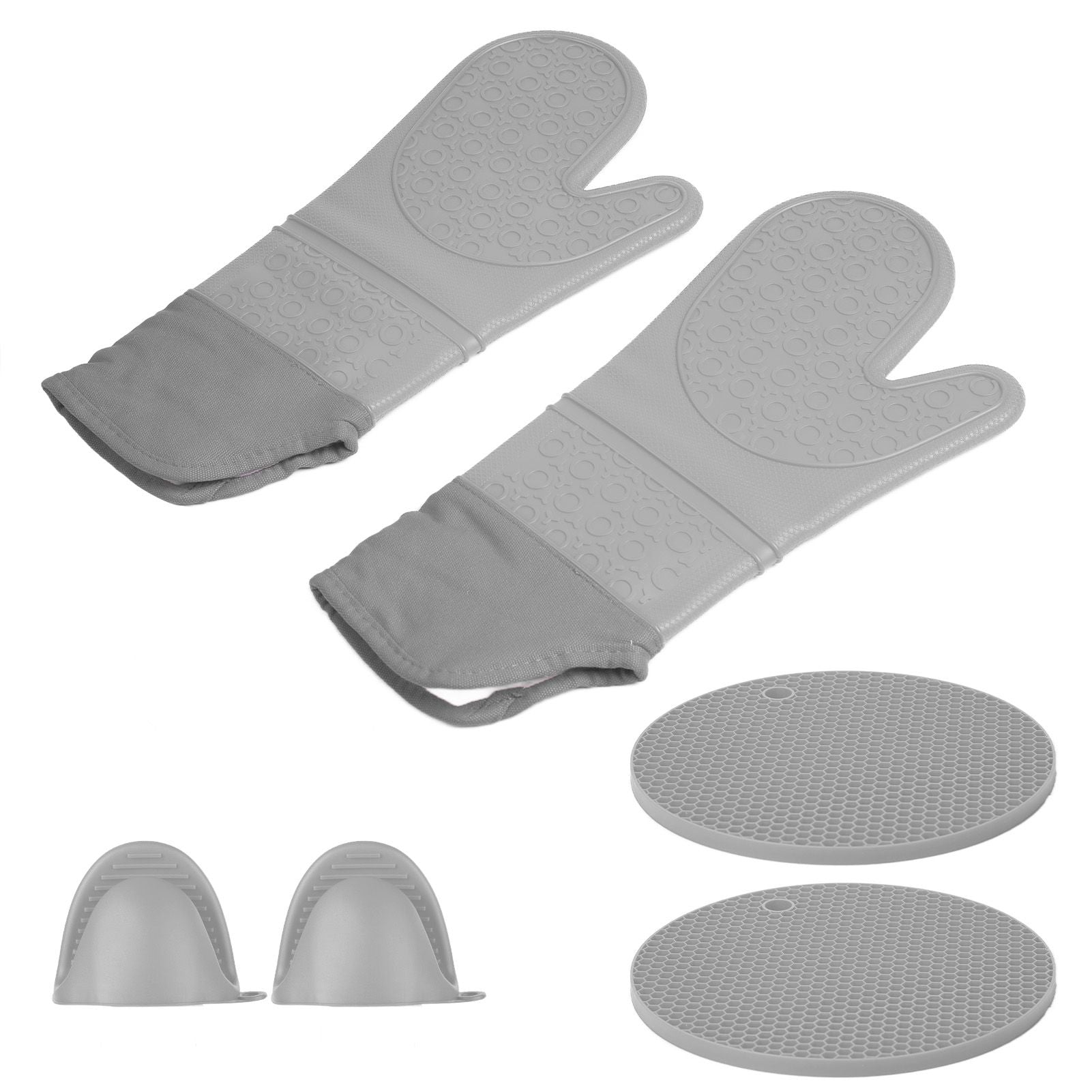 Insulation Gloves Thickened Silicone Barbecue Microwave Oven Anti Scalding Glove for Kitchen Baking CookingGray