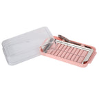 Stainless Steel Butter Cutter Container Butter Storage Box with Transparent Cover for KitchenPink Chassis